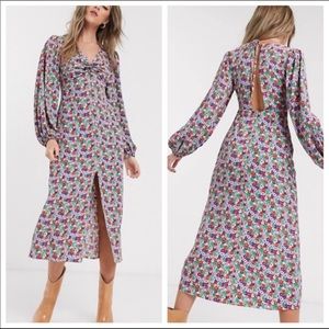 Floral Twist Font Open Back Floral Topshop Dress
